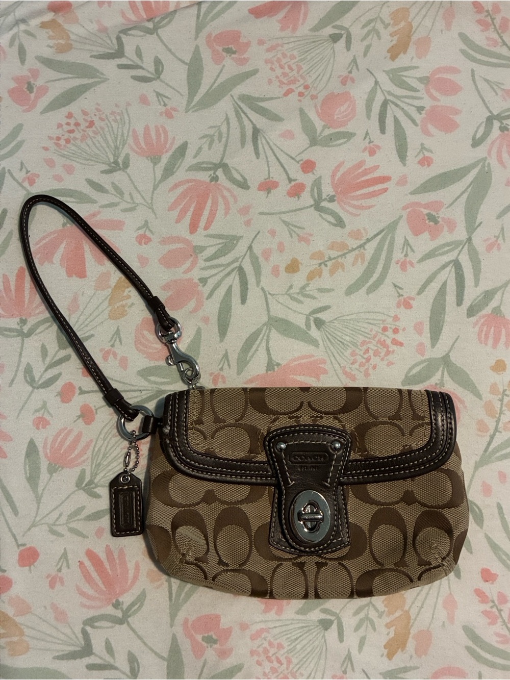Coach Legacy Signature Flap Wristlet Turnlock